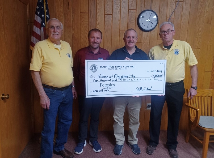 Marathon Lions Club Ballpark Donation